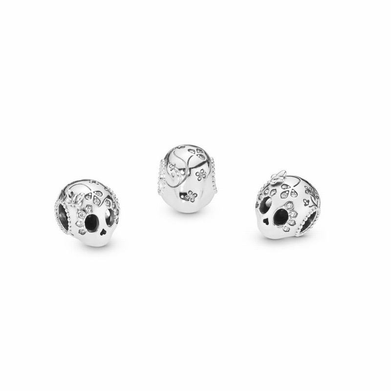 Pandora Sparkling Skull Charm - Sterling Silver/Cubic Zirconia - Canada | AP3948KZ